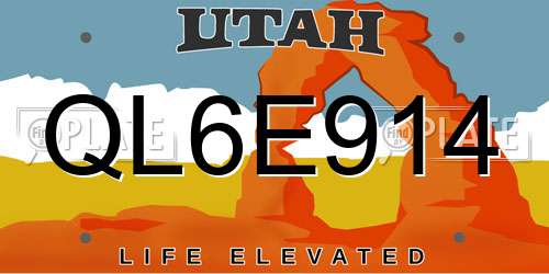 QL6E914 Utah License Plate