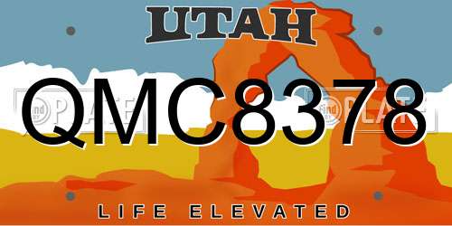QMC8378 Utah License Plate