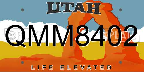 QMM8402 Utah License Plate