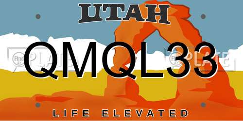 QMQL33 Utah License Plate