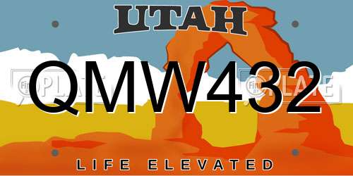 QMW432 Utah License Plate