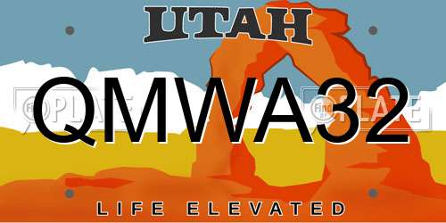 QMWA32 Utah License Plate