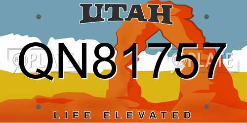 QN81757 Utah License Plate