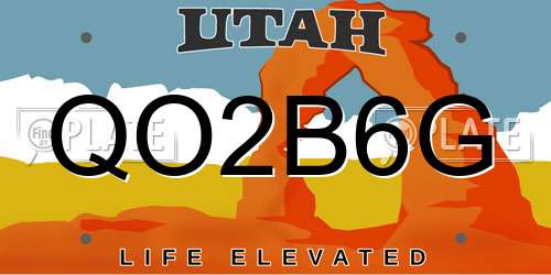 QO2B6G Utah License Plate