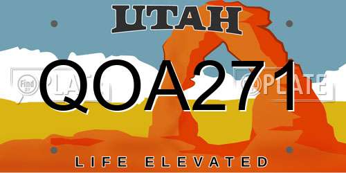 QOA271 Utah License Plate
