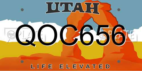 QOC656 Utah License Plate