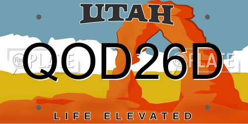 QOD26D Utah License Plate