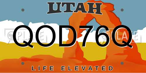 QOD76Q Utah License Plate
