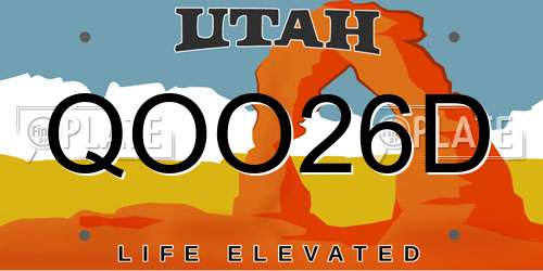 QOO26D Utah License Plate