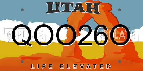 QOO26O Utah License Plate