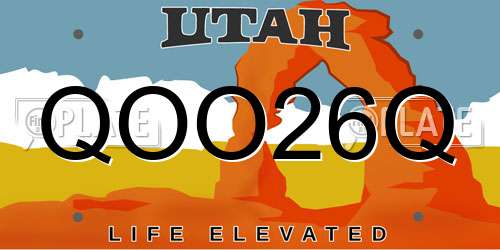 QOO26Q Utah License Plate