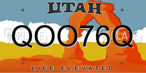 QOO76Q Utah License Plate