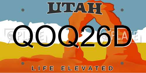 QOQ26D Utah License Plate