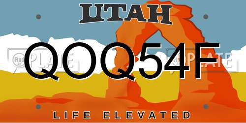 QOQ54F Utah License Plate
