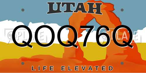 QOQ76Q Utah License Plate