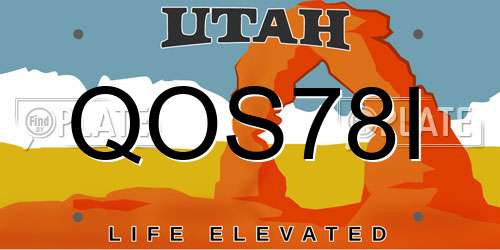 QOS78I Utah License Plate