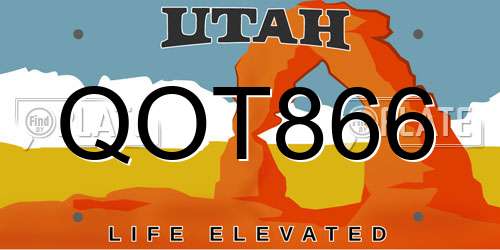 QOT866 Utah License Plate