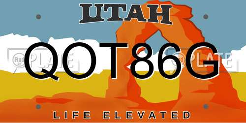 QOT86G Utah License Plate