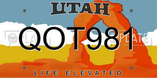 QOT981 Utah License Plate