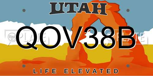 QOV38B Utah License Plate