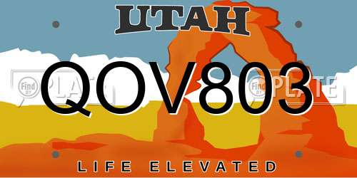 QOV803 Utah License Plate