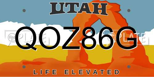 QOZ86G Utah License Plate