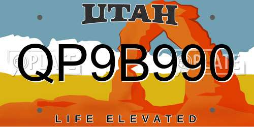 QP9B990 Utah License Plate