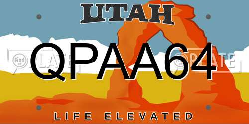 QPAA64 Utah License Plate