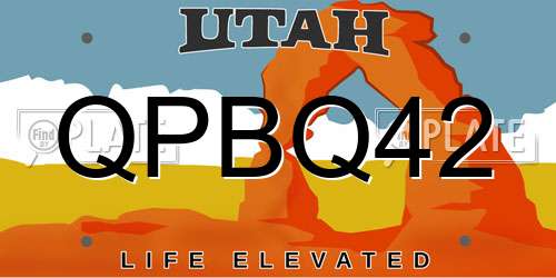 QPBQ42 Utah License Plate