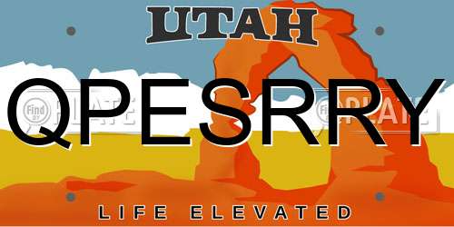 QPESRRY Utah License Plate