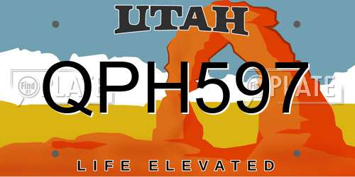 QPH597 Utah License Plate