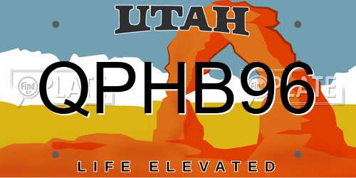 QPHB96 Utah License Plate