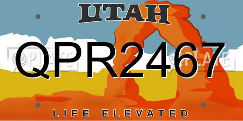 QPR2467 Utah License Plate