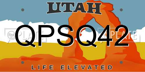 QPSQ42 Utah License Plate