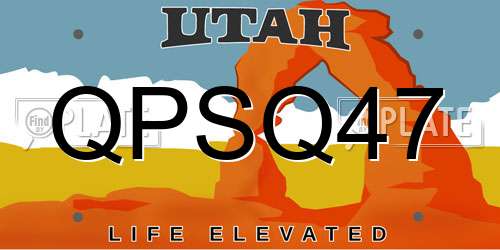 QPSQ47 Utah License Plate