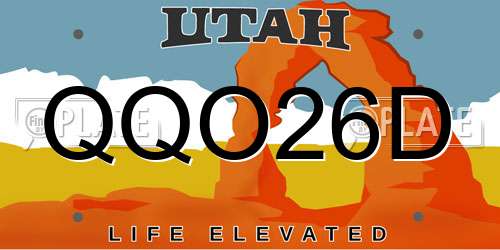 QQO26D Utah License Plate