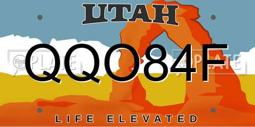 QQO84F Utah License Plate