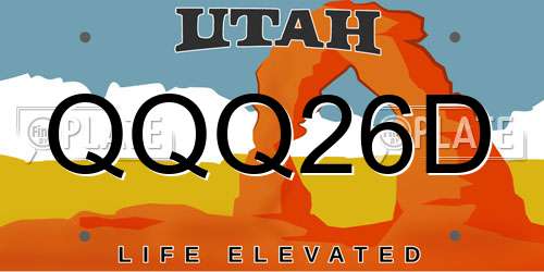 QQQ26D Utah License Plate