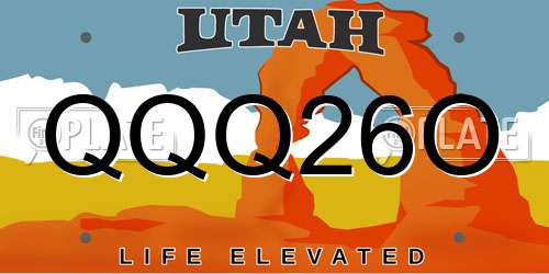 QQQ26O Utah License Plate