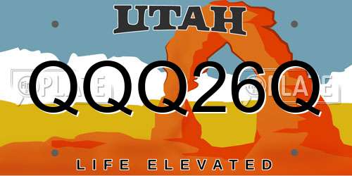 QQQ26Q Utah License Plate