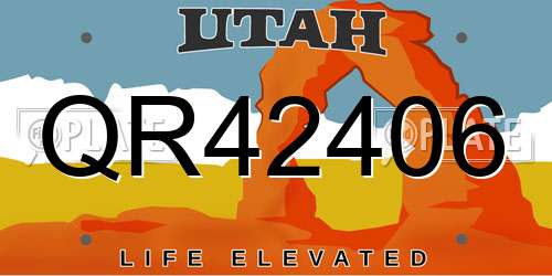 QR42406 Utah License Plate