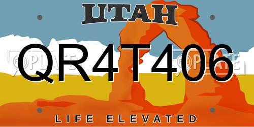 QR4T406 Utah License Plate