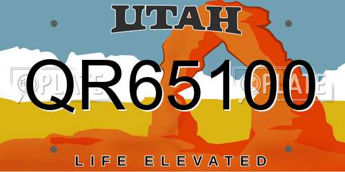 QR65100 Utah License Plate