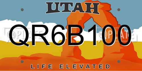 QR6B100 Utah License Plate