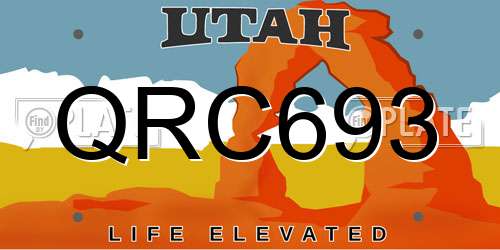 QRC693 Utah License Plate