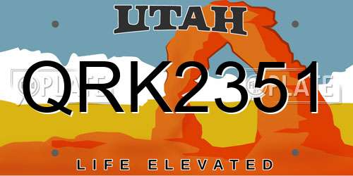 QRK2351 Utah License Plate