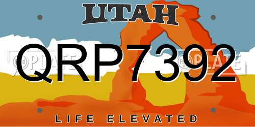 QRP7392 Utah License Plate