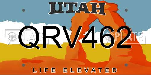 QRV462 Utah License Plate