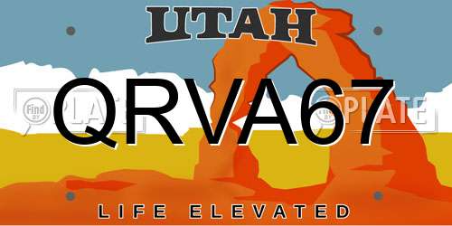 QRVA67 Utah License Plate