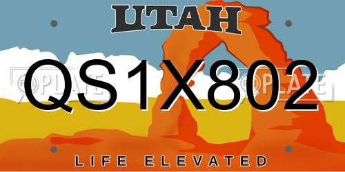 QS1X802 Utah License Plate
